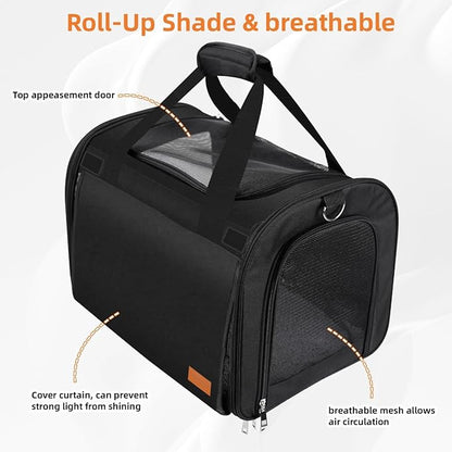 TWDEPART Cat Carrier Backpack - Multifunctional, Firm &amp; Foldable with Roll-Up Shade, Breathable Design Includes Collapsible Bowl &amp; Cushion (Black)