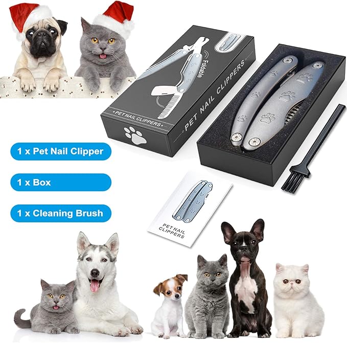 Best Dog Nail Trimmers for Anxiety Sensitive Dogs, Quiet Sharpest Smoothest Nail Clippers for Large Dog Medium Small, Professional Stainless Steel with Nail File &amp; Comb, Left-Handed Friendly