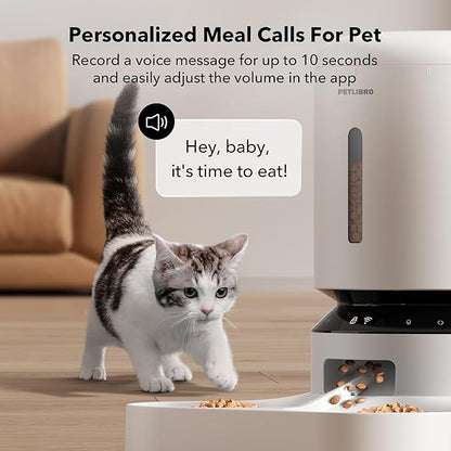 PETLIBRO 5L Automatic Cat Feeder for 2 Cats, 5G&amp;2.4G Wi-Fi Programmable Cat Food Dispenser with Dual Stainless Steel Bowls, Airtight Lock Fresh Technology, Low Food Sensor