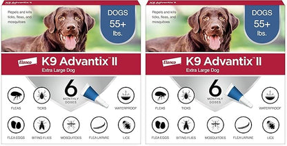 K9 Advantix II XL Dog Vet-Recommended Flea, Tick &amp; Mosquito Treatment &amp; Prevention | Dogs Over 55 lbs. | 6-Mo Supply (Pack of 2)