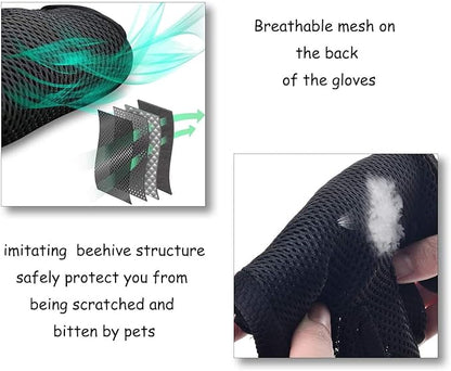 Pet Grooming Glove Hair Remover Brush Gentle Deshedding Efficient Pet Mitt Pet Massage Gloves Left &amp; Right Hand Draw Dogs Cats Horses Long Short Fur (1Pair Left &amp; Right Hand)