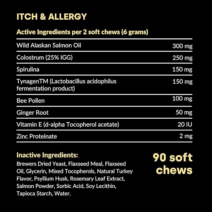 Kayode Itch &amp; Allergy - Natural Dog Allergy Chews with Advanced Itch Relief. Premium Colostrum &amp; Bee Pollen for Dog Allergies. Natural Alternative to Allergy Medicine