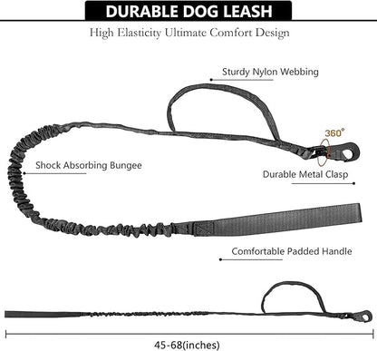 Tactical AirTag Dog Collar Leash Set - Heavy Duty, Adjustable GPS Collar Compatible with Apple AirTag, with Holder &amp; Control Handle for Medium/Large Dogs [ Black, L ]