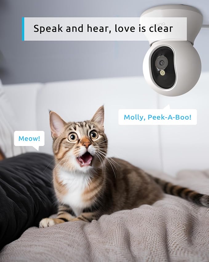 blurams Pet Camera 2K, 360° Dog Camera with Phone App, PTZ Indoor Cameras for Home Security Indoor, 2-Way Audio, Motion Tracking, Color/IR Night Vision, Siren, Cloud&amp;SD(2.4GHz Only)