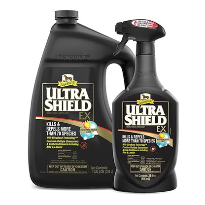 Absorbine UltraShield EX Combo 32oz Sprayer + 128oz Refill Insecticide, Kills &amp; Repels Flies, Mosquitoes, Ticks, Fleas, Lice, Use on Horses, Dogs, Premises