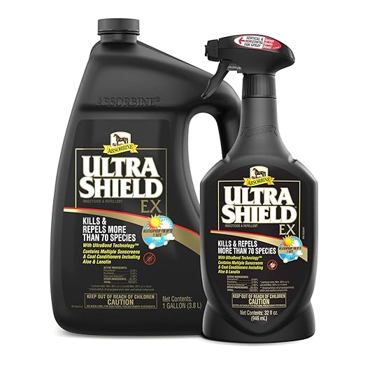 Absorbine UltraShield EX Combo 32oz Sprayer + 128oz Refill Insecticide, Kills &amp; Repels Flies, Mosquitoes, Ticks, Fleas, Lice, Use on Horses, Dogs, Premises