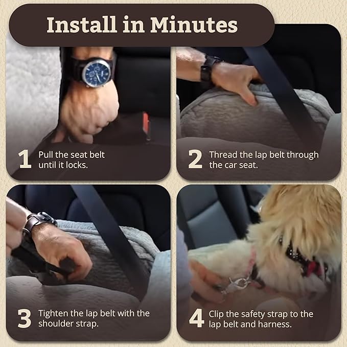 Snoozer Lookout I Car Seat - Dog Car Seats for Small Dogs, Puppy Booster Bed for Small &amp; Medium Sized Pets Up to 25 Lbs, Elevated, Washable - Medium, Birch Diamond