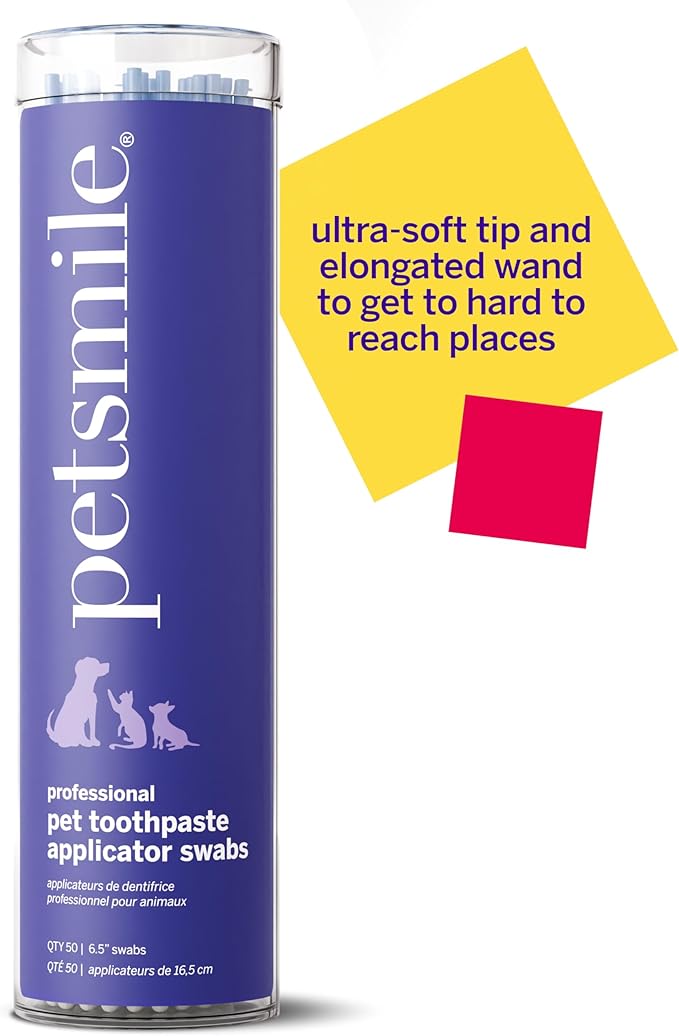 Petsmile Professional Pet Toothpaste Applicator Swabs - Cat &amp; Dog Toothbrush Alternative - Dental Care for Small &amp; Large Pets - Cat &amp; Dog Teeth Cleaning - Dog Toothpaste Not Included (50 Swabs)