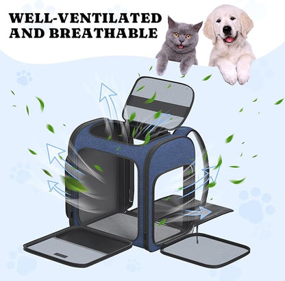 Pawtners Dog Backpack Carrier Dog Carrier with Anti-Scratch Mesh with Great Ventilation, Large Pet Carrier Backpack for Small Dogs &amp; Large Cats, Foldable Designed Pet Backpack Perfect for Travel