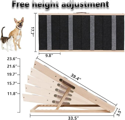 Upgrade 2-in-1 Pet Ramp Dog Stair,Folding Pet Stairs,Portable Dog Ramp for Small&amp;Large Old Animals with Non-Slip Surface,Dog Ramp for Bed,Couch and Car,11.8" to 23.6" Height Adjustable(40×17.7)