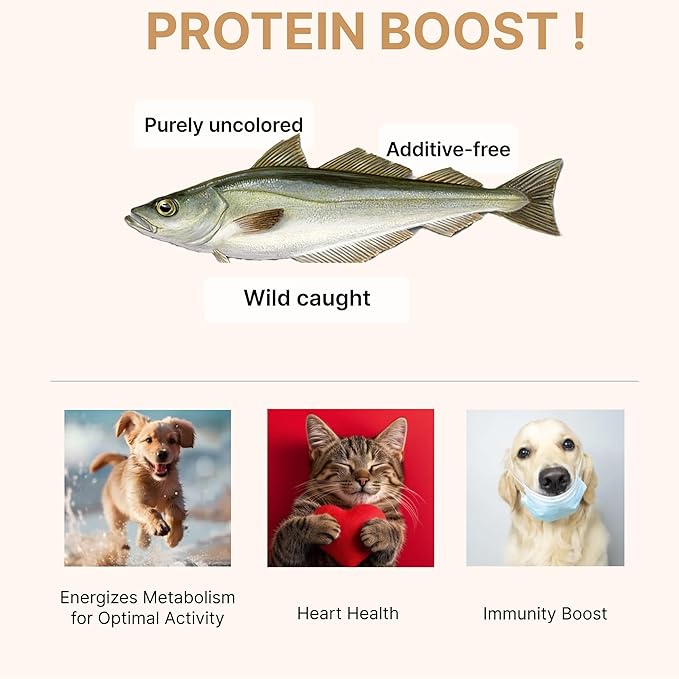 Puppyluv Treat - Air Dried Pollock Dog &amp; Cat Treats, Wild Caught, Single Ingredient, Natural High Protein &amp; Fish Oil, Grain Free, Gluten Free, 2.5oz