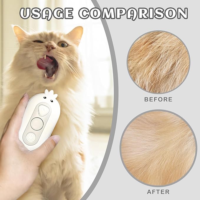 3-in-1 Rechargeable Steam Brush for Cats &amp; Dogs - Anti-Static Spray Pet Grooming Brush with Warm Mist Massage, Hair Shedding Control, Detangling Comb &amp; Cleaning Tool for Effective Deshedding
