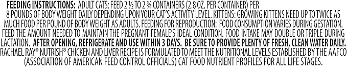 Nutrish Rachael Ray Grain Free Wet Cat Food, Chicken &amp; Liver Recipe, 2.8 oz. Cup, 24 Count
