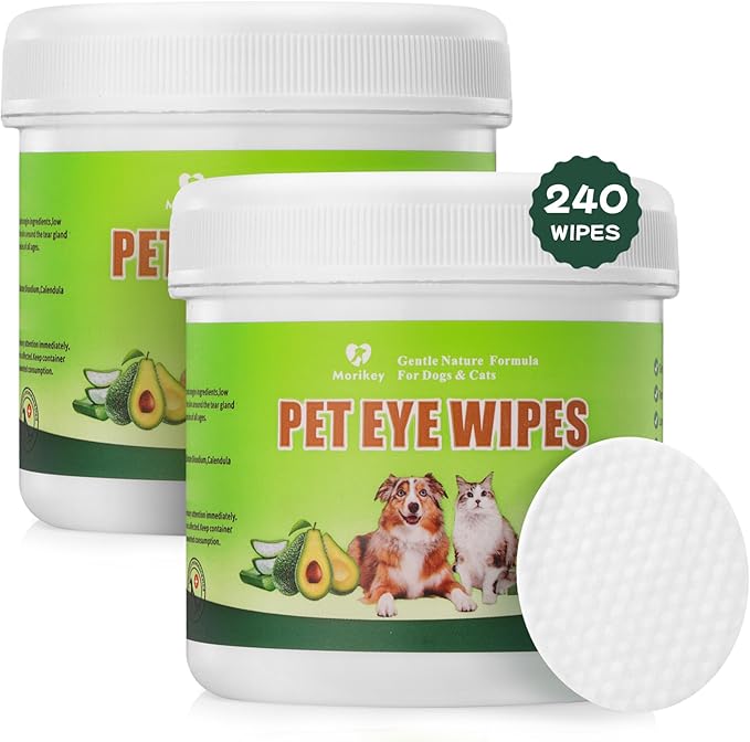 Pet Eye Wipes,Nature Eye Cleaning Wipes for Dogs&amp;Cats Gentle Eye Cleaner Pads for Tear Stain Remover Eye Debris,Discharge,Mucus Secretions,Non-Irritation,Plant Based-240Ct
