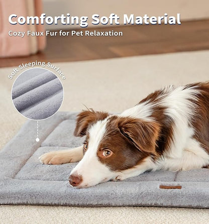Made4Pets Dog Crate Pad Bed for Extra Large Dogs, Washable &amp; Reversible, Anti-Slip Kennel Mat for Cozy Sleeping, Soft Fluffy Dog Bed for Indoor &amp; Outdoor Use, 48"x30", Gray