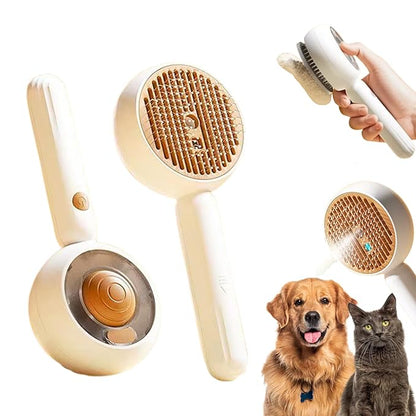 Steam Pet Grooming Brush for Dogs &amp; Cats – Self-Cleaning De-Shedding &amp; Hair Removal Comb with Water Spray, Anti-Static &amp; Massage Tool for Long &amp; Short Hair by Vivid Creations