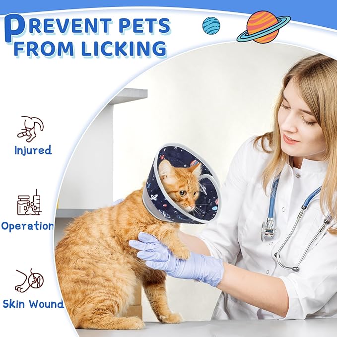 Cat Cone Collar Soft to Stop Licking, Adjustable, Foldable Lightweight Kitten Cones After Surgery Recovery for Cats &amp; Kittens, Cat Cone Alternative (Grey, M)