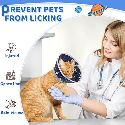 Cat Cone Collar Soft to Stop Licking, Adjustable, Foldable Lightweight Kitten Cones After Surgery Recovery for Cats &amp; Kittens, Cat Cone Alternative (Grey, S)