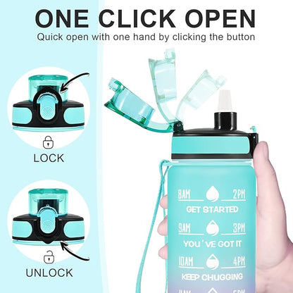Enerbone Water Bottle, Leakproof BPA &amp; Toxic Free, Motivational Water Bottle with Times to Drink and Straw, Fitness Sports Water Bottle with Strap for Office, Gym, Outdoor Sports