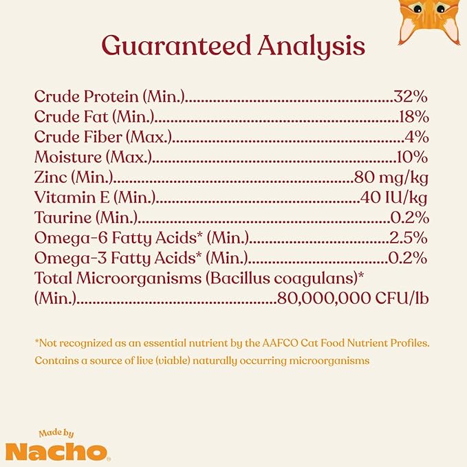 Made by Nacho Dry Cat Kibble 4lb Bag, High Protein and Grain-Friendly Premium Cat Food, Cage-Free Chicken &amp; Pumpkin Recipe, Infused with Bone Broth for Hydration, Limited Ingredients, Single Bag