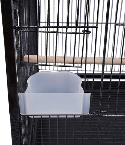 40-Inch Wrought Iron Bird Cage with Open-Top and Rolling Stand, Movable Parrot Cage Pet Bird Flight Cage, 360 Degree View Spacious Interactive Roof Pet Bird House for Medium&amp;Small Birds