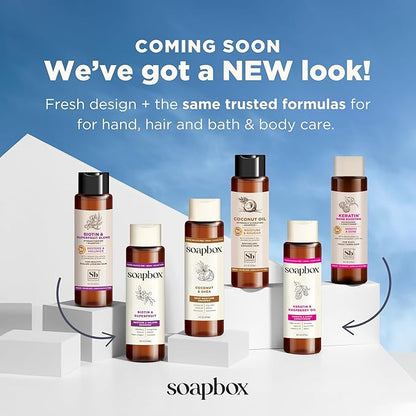 Soapbox Biotin Shampoo, Biotin &amp; Collagen Super Fruit Shampoo for Thin, Fine, Thinning Hair | Volumizing &amp; Repairing to Promote Hair Growth, Strength, Fullness, 1 Liter Pump Bottle