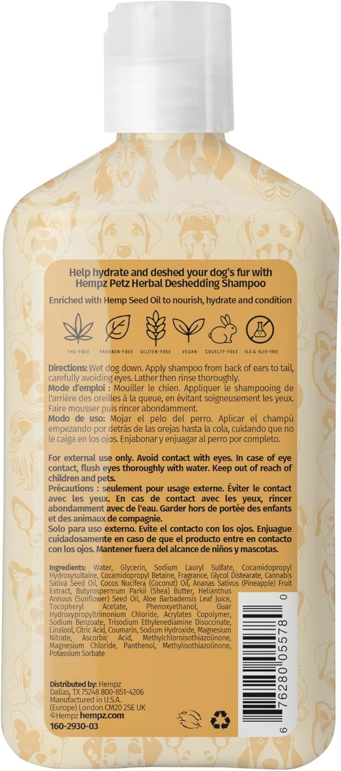 Hempz New Pet Shampoo, Deodorizing wash for Smelly Dogs or Cats, Tropical Coconut Scent, Dog &amp; Cat Shampoo 17 oz.