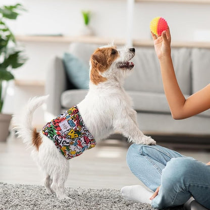 CuteBone Dog Diapers Male Washable Belly Band for Male Dogs Wraps Black 3pcs a Pack DM55L