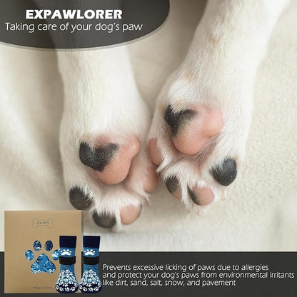 EXPAWLORER Anti Slip Dog Socks to Prevent Licking Paws, Dog Shoes for Hot Pavement, Dog Booties for Small Medium Large Senior Dogs, Traction Control Boots &amp; Paw Protectors for Hardwood Floors