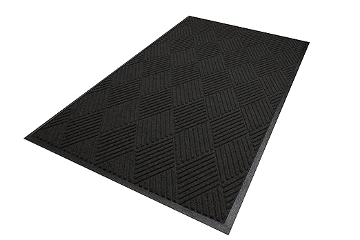 M+A Matting WaterHog Diamond | Commercial-Grade Entrance Mat with Rubber Border – Indoor/Outdoor, Quick Drying, Stain Resistant Door Mat (Charcoal, 4&