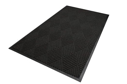 M+A Matting WaterHog Diamond | Commercial-Grade Entrance Mat with Rubber Border – Indoor/Outdoor, Quick Drying, Stain Resistant Door Mat (Charcoal, 4&