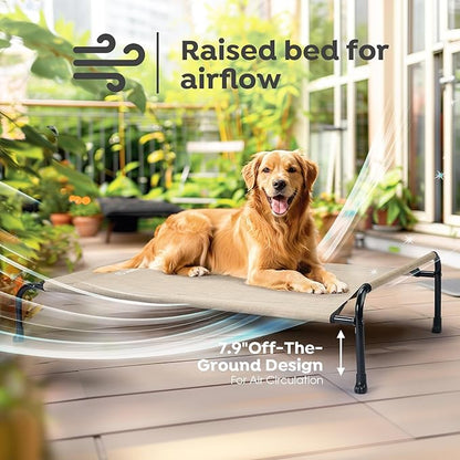 Veehoo Original Elevated Dog Cot - One-Sided Raised Headboard Cooling Pet Bed, Non-Slip &amp; Breathable, L, CWC2417A