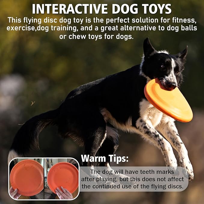 Dog Flying Disc - Durable Rubber Flying Disc Dog Toy - 9.25" Indestructible Rubber Dog Flying Discs Flyer Dog Toys - Puncture Resistant &amp; Bite Resistant Extremely - for Medium Large Dogs