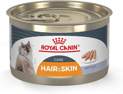 Royal Canin Feline Care Nutrition Hair &amp; Skin Care Loaf in Sauce Canned Cat Food, 5.1 oz can (24-count)