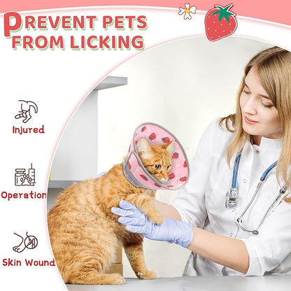 Cat Cone Collar Soft to Stop Licking, Adjustable, Foldable Lightweight Kitten Cones After Surgery Recovery for Cats &amp; Kittens, Cat Cone Alternative (Pink, S)