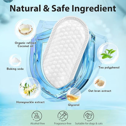 LANBEIDE Updated Larger Pet Teeth Cleaning Wipes for Dogs &amp; Cats, Dog Dental Wipes No-Rinse Dog Finger Toothbrush for Reducing Plaque &amp; Tartar, Breath Freshener Dental and Gum Care Pet Wipes 50 Counts