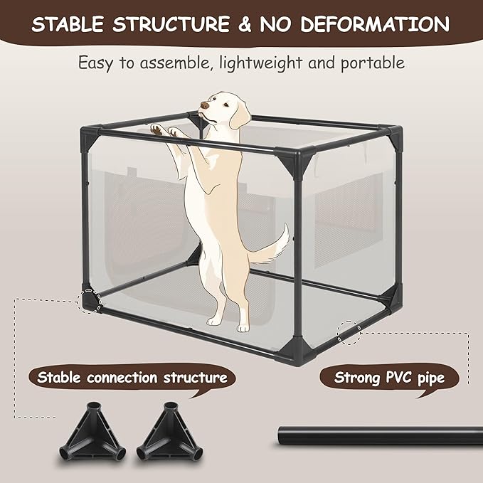 Dog Crate - Soft Pet Kennel for Dogs/Cats, 3-Door Breathable Travel Cage with Mesh Window, Portable Dog Kennel for Indoor &amp; Outdoor，Blue-M