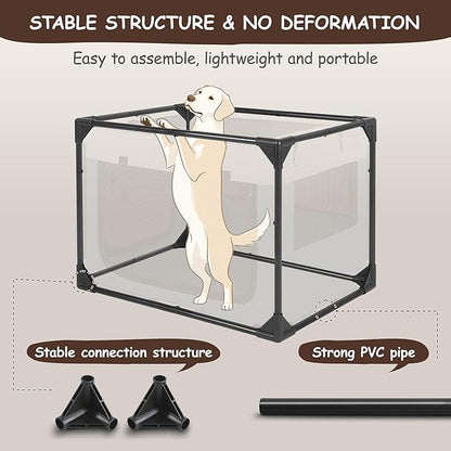 Dog Crate - Soft Pet Kennel for Dogs/Cats, 3-Door Breathable Travel Cage with Mesh Window, Portable Dog Kennel for Indoor &amp; Outdoor，Blue-M
