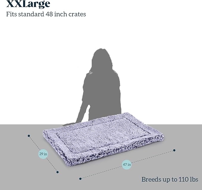 Stoutwool Indestructible Dog Bed - Fluffy Chew Proof Dog Crate Pad - Tough Kennel Pad for Aggressive Chewers - Ideal for Extra Large Breeds &amp; Fits 48-Inch Crate - 47"x29", Jacaranda