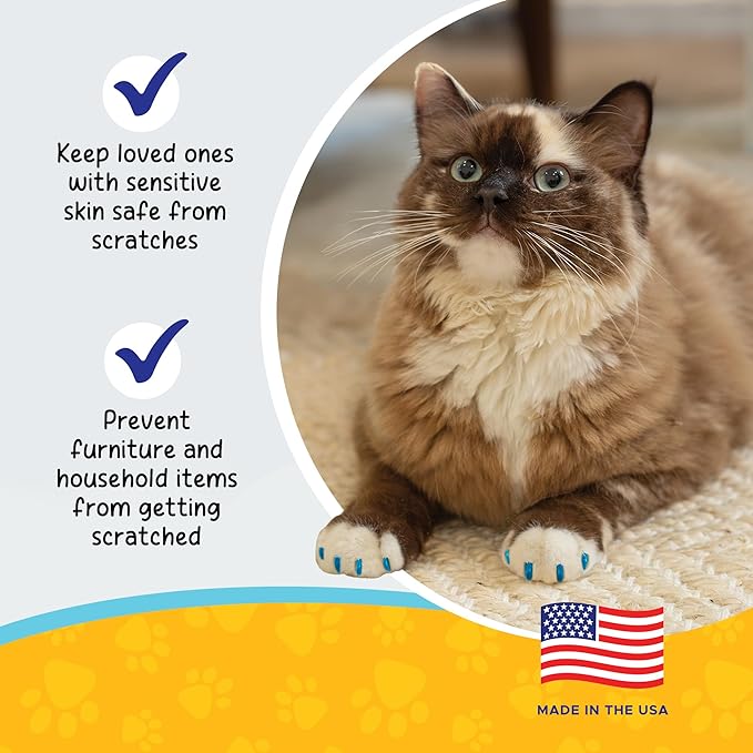 Soft Claws Cat Nail Caps for Small Cats–(40 Caps, Pink Sparkle)-Made in USA-Veterinarian-Developed, Non-Toxic | Protects Furniture &amp; Skin-Easy to Apply, Long-Lasting Anti-Scratch Soft Cat Claw Covers
