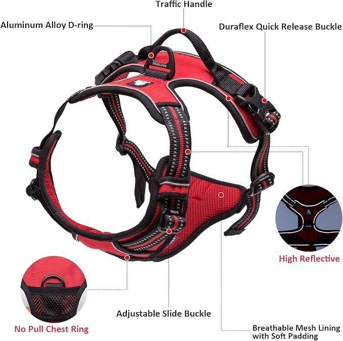 TRUE LOVE Adjustable No-Pull Dog Harness Reflective Pup Vest Harnesses Comfortable Control Brilliant Colors Truelove TLH5651(Purple,XS) Product Name