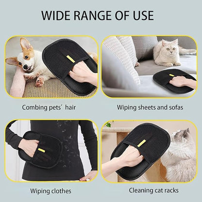 Magic Brush Pet Hair Removal Glove for Cats &amp; Dogs, 2 Pcs Electrostatic Glove for Pet Hair, Cat Grooming Gloves for Hair Removal, Reusable Cat &amp; Dog Hair Remover for Couch, Furniture, Carpet, Curtain