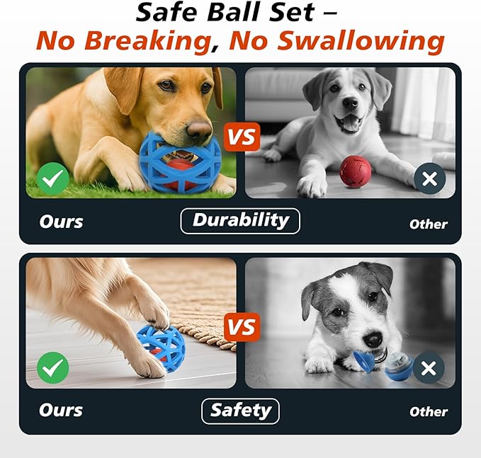 Interactive Dog Toy, Smart Jumping Bouncing Ball Inside Durable Rubber Shell, Automatic Moving Vibrating Ball for Medium/Large Dogs, Dog Enrichment Toy to Keep Them Busy (Blue &amp; Orange)