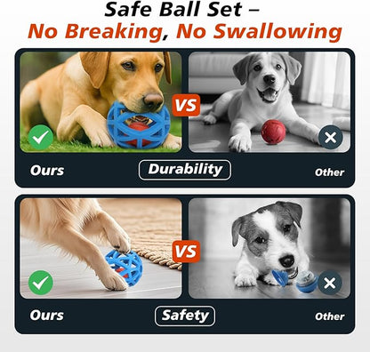 Interactive Dog Toy, Smart Jumping Bouncing Ball Inside Durable Rubber Shell, Automatic Moving Vibrating Ball for Medium/Large Dogs, Dog Enrichment Toy to Keep Them Busy (Blue &amp; Orange)