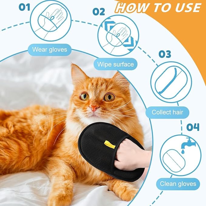 Static Pet Hair Removal Glove for Cats &amp; Dogs, Efficient Grooming Gloves for Pet Hair, Cat Grooming Gloves for Hair Removal