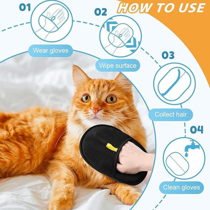 Static Pet Hair Removal Glove for Cats &amp; Dogs, Efficient Grooming Gloves for Pet Hair, Cat Grooming Gloves for Hair Removal