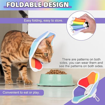 KOOLTAIL Cat Cone Collar, Adjustable Soft Comfortable Cat Recovery Collar to Stop Licking, Foldable Donut Water Resistant Pet Cone for Small Large Cats Kittens After Surgery Flower S