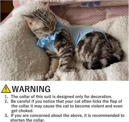 Cat Recovery Suit for Abdominal Wounds and Skin Diseases, Breathable Surgical Recovery Shirt After Surgery Wear Anti Licking Wounds,E-Collar Alternative for Cats Pet Kitten(RSC01-Navy-s)