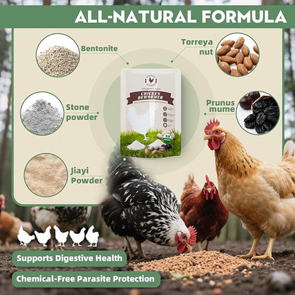 Chicken Dewormer Powder, All-Natural Health Formula, 1LB Pouch,Safe for Eggs, Effective for All Ages &amp; Sizes, Chicken Wormer, Poultry Medicine Supplies (1, Pounds)