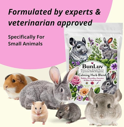 Herbal Calming Forage (2 Ounces): Premium Rabbit Food, Hay for Guinea Pigs Food, Chinchilla Food, Hamster Treat Made with Timothy Hay &amp; Organic Herbs (2 Ounces)